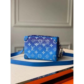 Louis Vuitton Monogram Canvas LV ESCALE MINI SOFT TRUNK Crossbody Bag For Men Blue M45433