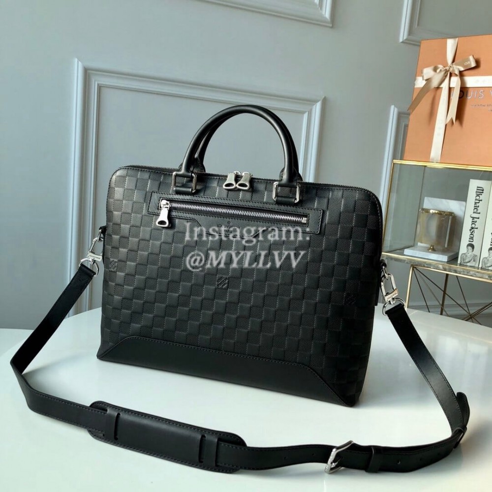 Louis Vuitton AVENUE SOFT BRIEFCASE Damier Infini Leather 15" Laptop Messenger Bag For Men Onyx N41019