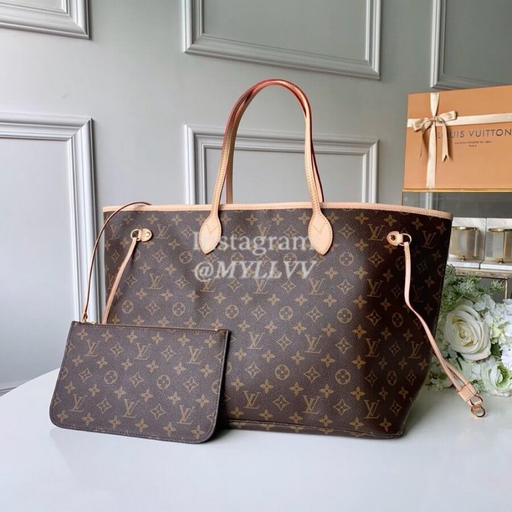 Louis Vuitton Monogram Canvas Neverfull GM Tote Large Size Bag For Women Beige M40990