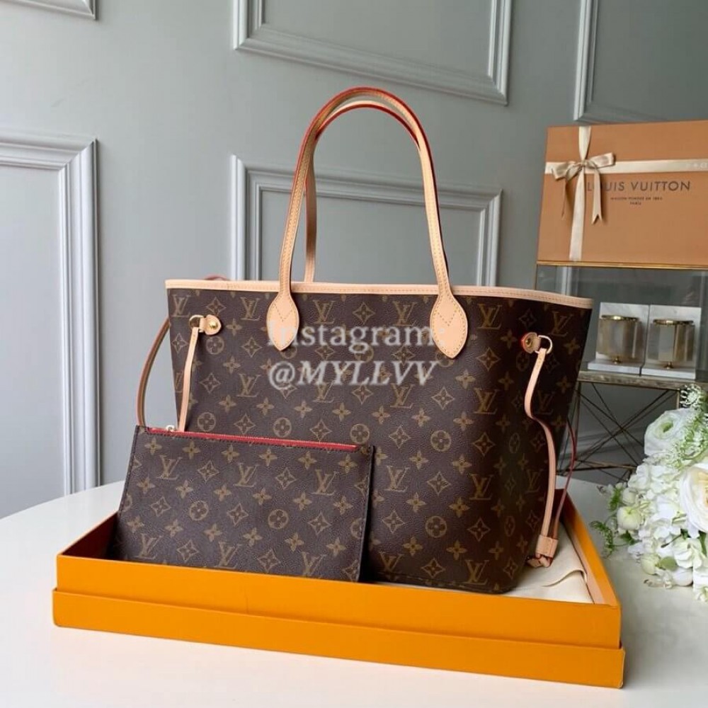 Louis Vuitton Monogram Canvas Neverfull MM Tote Medium Size Bag For Women Cherry Cerise Red M41177