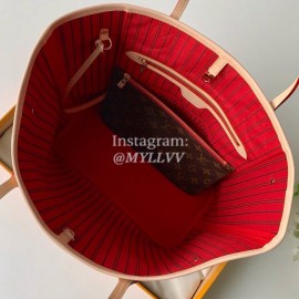 Louis Vuitton Monogram Canvas Neverfull MM Tote Medium Size Bag For Women Cherry Cerise Red M41177