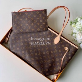 Louis Vuitton Monogram Canvas Neverfull MM Tote Medium Size Bag For Women Cherry Cerise Red M41177