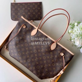 Louis Vuitton Monogram Canvas Neverfull MM Tote Medium Size Bag For Women Pivoine Pink M41178