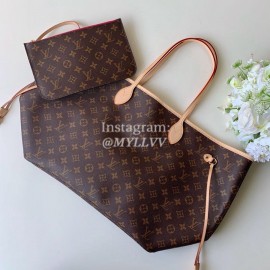 Louis Vuitton Monogram Canvas Neverfull GM Tote Large Size Bag For Women Pivoine Pink M41180