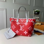 Louis Vuitton Monogram Canvas Neverfull MM Tote Medium Size Bag For Women Rouge Red M44567