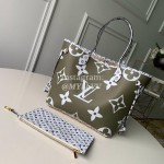 Louis Vuitton Monogram Canvas Neverfull MM Tote Medium Size Bag For Women Khaqi Green M44568