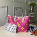 Louis Vuitton Monogram Canvas Neverfull MM Tote Medium Size Bag For Women Pink Purple M44588
