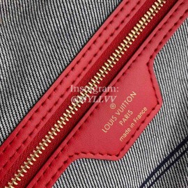 Louis Vuitton Monogram Denim Canvas Neverfull MM Tote Medium Size Bag For Women Blue/Red M44981