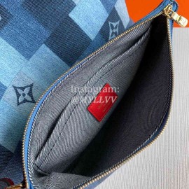 Louis Vuitton Monogram Denim Canvas Neverfull MM Tote Medium Size Bag For Women Blue/Red M44981