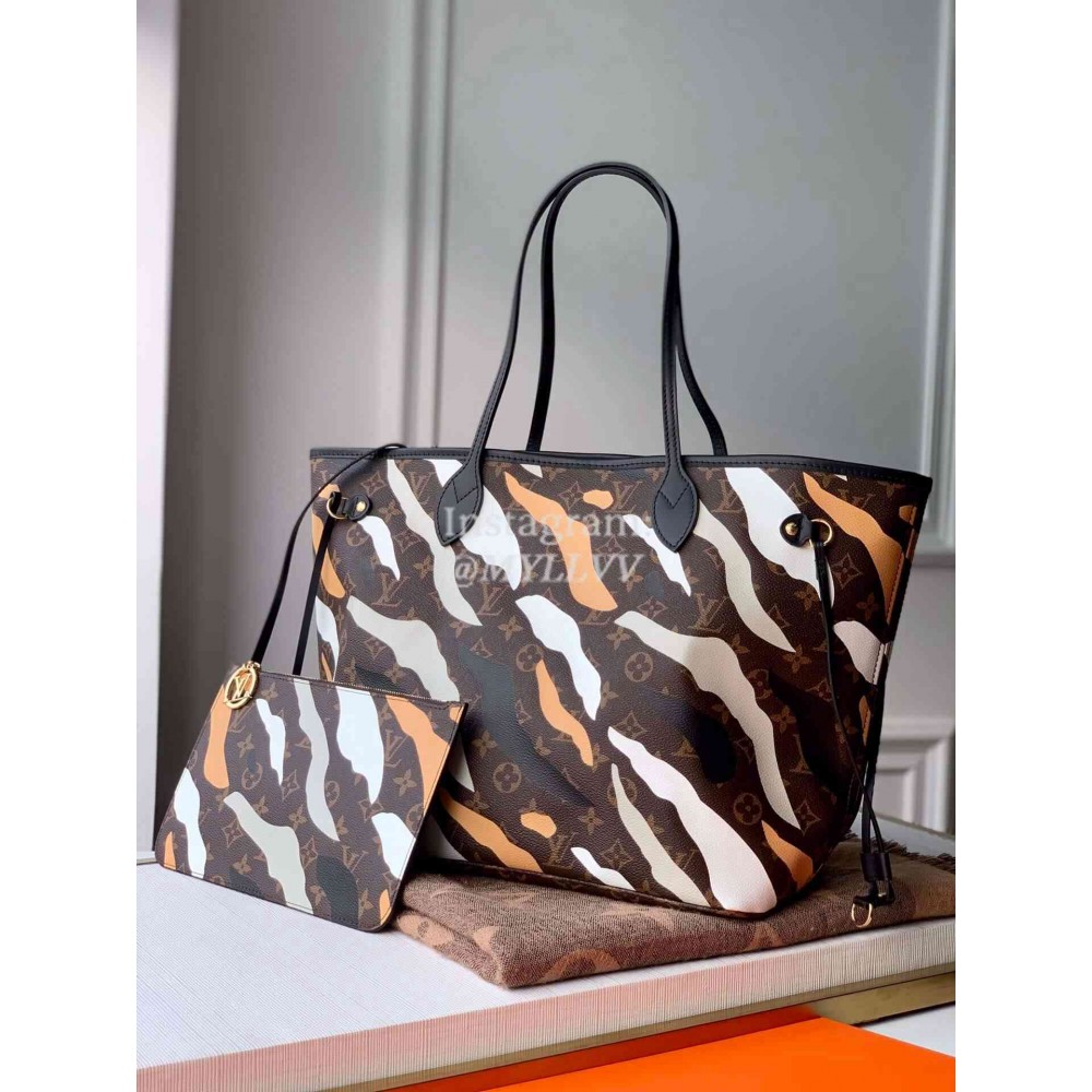 Louis Vuitton Monogram Canvas LVXLOL Neverfull MM Tote Medium Size Bag For Women Gold / Silver M45201