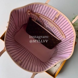 Louis Vuitton Monogram Canvas Neverfull MM Tote Medium Size Bag For Women Pink M50366