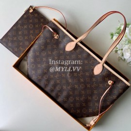 Louis Vuitton Monogram Canvas Neverfull MM Tote Medium Size Bag For Women Pink M50366