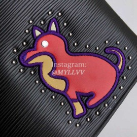 Louis Vuitton Epi Grained Cowhide Leather Neverfull MM Tote Medium Size Bag For Women Black / Purple M54270