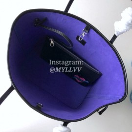 Louis Vuitton Epi Grained Cowhide Leather Neverfull MM Tote Medium Size Bag For Women Black / Purple M54270