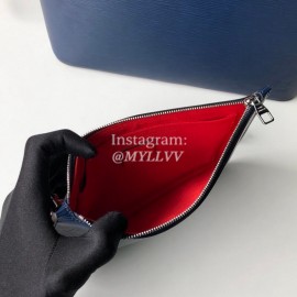 Louis Vuitton Epi Grained Cowhide Leather Neverfull MM Tote Medium Size Bag For Women Indigo Blue/Coquelicot Red M54270