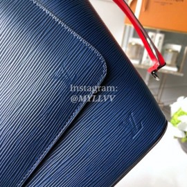 Louis Vuitton Epi Grained Cowhide Leather Neverfull MM Tote Medium Size Bag For Women Indigo Blue/Coquelicot Red M54270