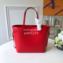 Louis Vuitton Epi Grained Cowhide Leather Neverfull MM Tote Medium Size Bag For Women Coquelicot Red M41159