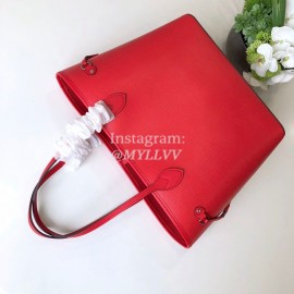 Louis Vuitton Epi Grained Cowhide Leather Neverfull MM Tote Medium Size Bag For Women Coquelicot Red M41159