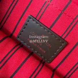 Louis Vuitton Damier Ebene Canvas Neverfull GM Tote Large Size Bag For Women Cerise Red N41357