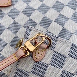 Louis Vuitton Damier Azur Canvas Neverfull GM Tote Large Size Bag For Women Beige N41360
