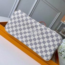 Louis Vuitton Damier Azur Canvas Neverfull MM Tote Medium Size Bag For Women Beige N41361