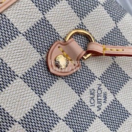 Louis Vuitton Damier Azur Canvas Neverfull MM Tote Medium Size Bag For Women Beige N41361
