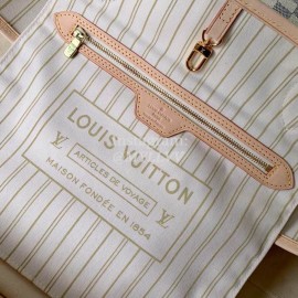 Louis Vuitton Damier Azur Canvas Neverfull MM Tote Medium Size Bag For Women Beige N41361