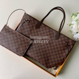 Louis Vuitton Damier Ebene Canvas Neverfull MM Tote Medium Size Bag For Women Rose Ballerine Pink N41603