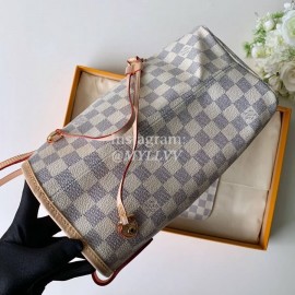 Louis Vuitton Damier Azur Canvas Neverfull MM Tote Medium Size Bag For Women Rose Ballerine Pink N41605