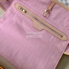 Louis Vuitton Damier Azur Canvas Neverfull MM Tote Medium Size Bag For Women Rose Ballerine Pink N41605