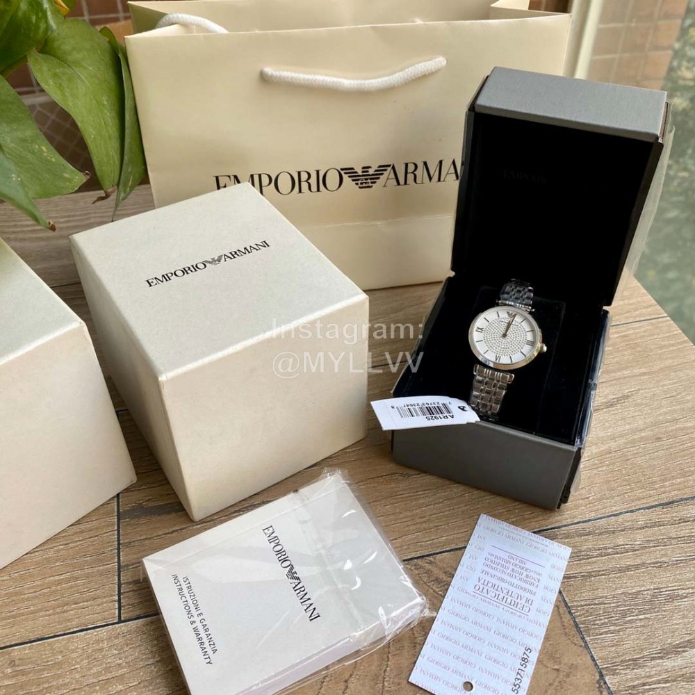 Armani Dial Diameter 32mm 316 Fine Steel Strap Crystal Drill Watch For Women Ar1925