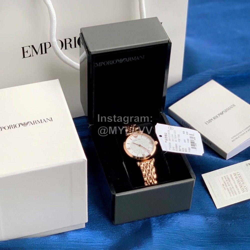 Armani Dial Diameter 32mm 316 Fine Steel Strap Crystal Drill Watch For Women Ar11244