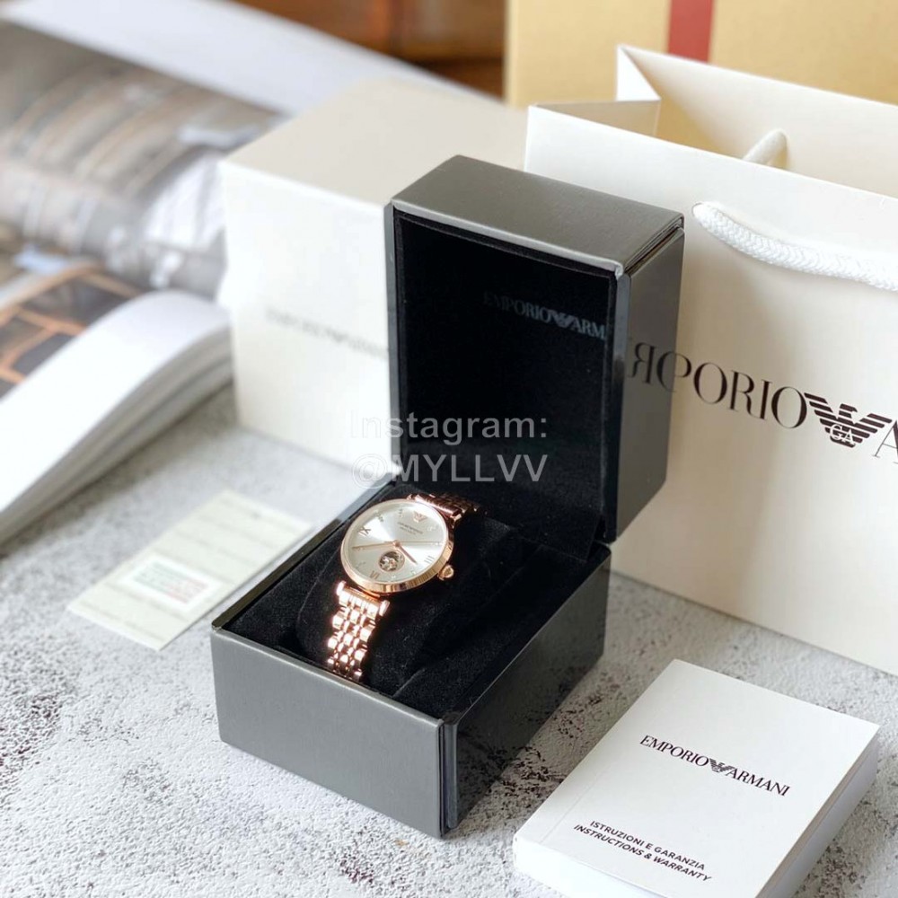 Armani Rose Gold Hollow Out Perspective Automatic Mechanical Watch For Women Ar60023