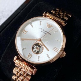 Armani Rose Gold Hollow Out Perspective Automatic Mechanical Watch For Women Ar60023