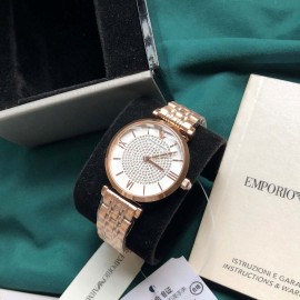 Armani 316 Fine Steel Strap Double Press Butterfly Buckle Quartz Watch For Women