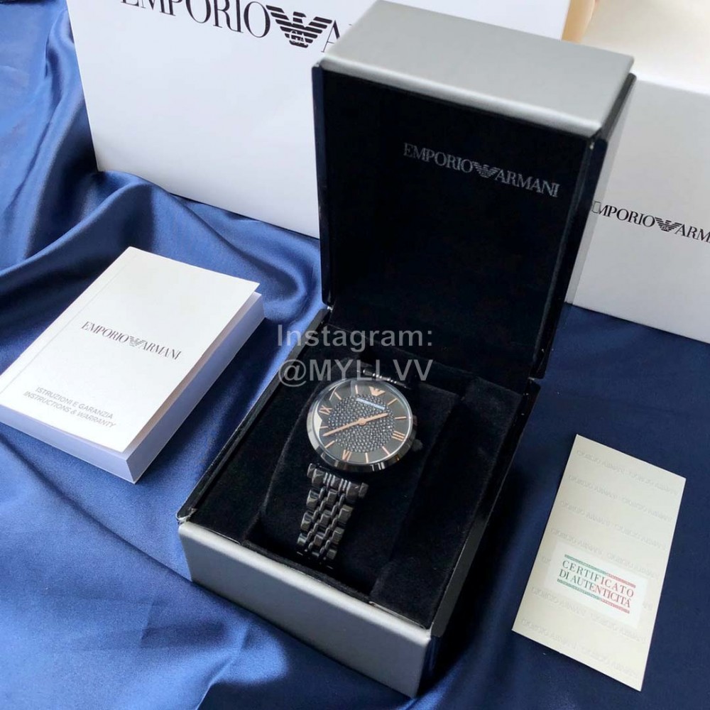 Armani Crystal Diamond Black Watch For Women