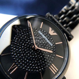 Armani Crystal Diamond Black Watch For Women