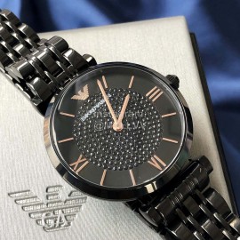 Armani Crystal Diamond Black Watch For Women