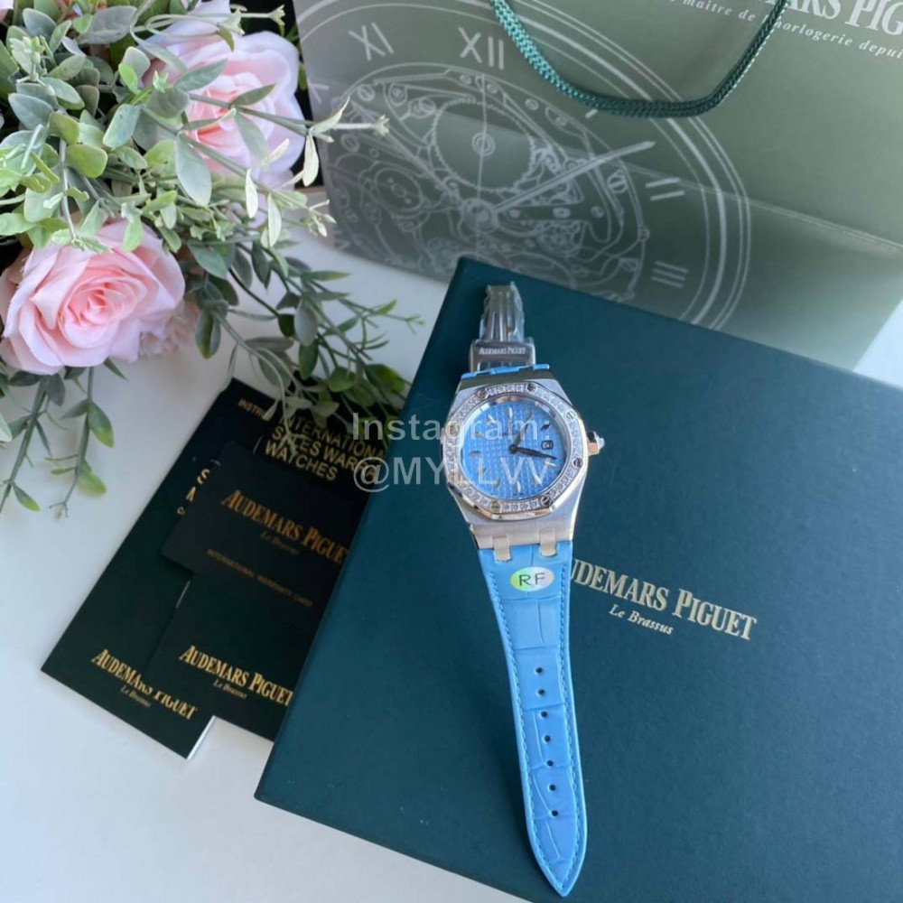 Audemars Piguet Crocodile Leather Strap Quartz Watch 67601 Blue