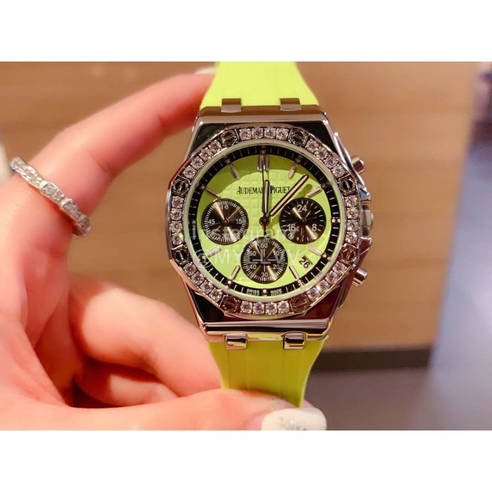 Audemars Piguet Rubber Strap Sapphire Glass Watch For Women Green