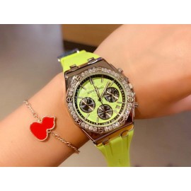 Audemars Piguet Rubber Strap Sapphire Glass Watch For Women Green