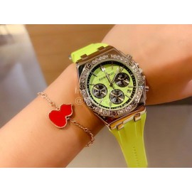 Audemars Piguet Rubber Strap Sapphire Glass Watch For Women Green