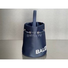 Balenciaga Canvas Wheel Drawstring Bucket Bag For Women Navy