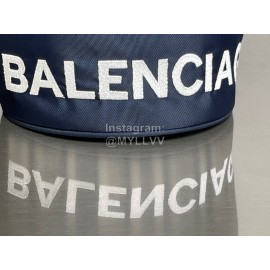 Balenciaga Canvas Wheel Drawstring Bucket Bag For Women Navy
