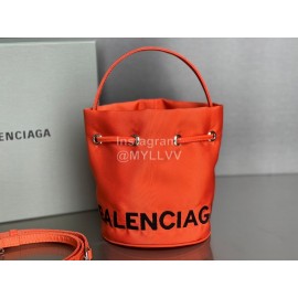 Balenciaga Canvas Wheel Drawstring Bucket Bag For Women Orange