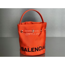 Balenciaga Canvas Wheel Drawstring Bucket Bag For Women Orange