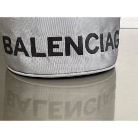 Balenciaga Canvas Wheel Drawstring Bucket Bag For Women Gray