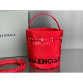 Balenciaga Canvas Wheel Drawstring Bucket Bag For Women Red