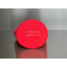 Balenciaga Canvas Wheel Drawstring Bucket Bag For Women Red