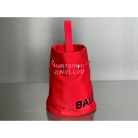 Balenciaga Canvas Wheel Drawstring Bucket Bag For Women Red